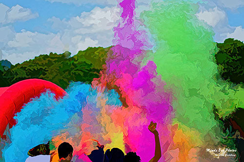 Color Run (Diwali) #2 In Acrylic Limited Edition Photo Art By Alan Goldberg