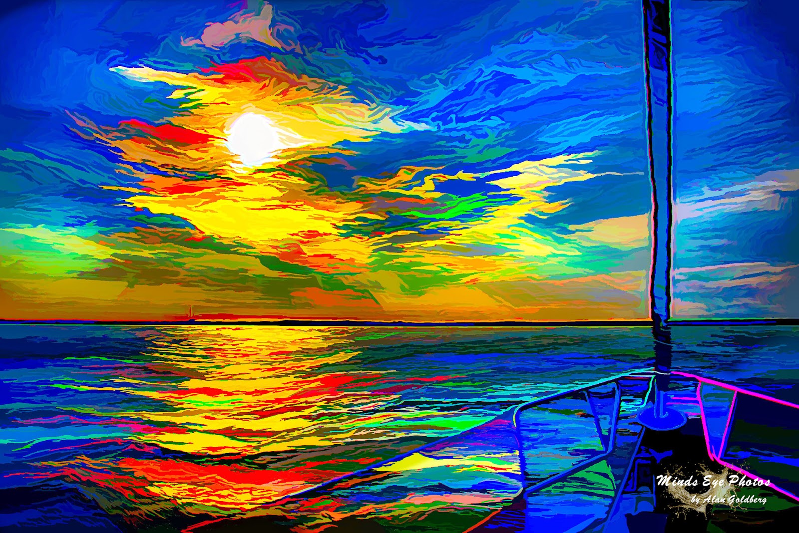 Sunset From Daves Yacht Acrylic Look Limited Edition Photo Art By Alan Goldberg