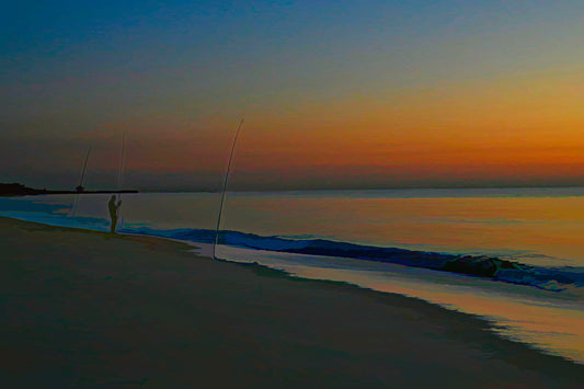 Pre Dawn Fisheman at the Beach  B