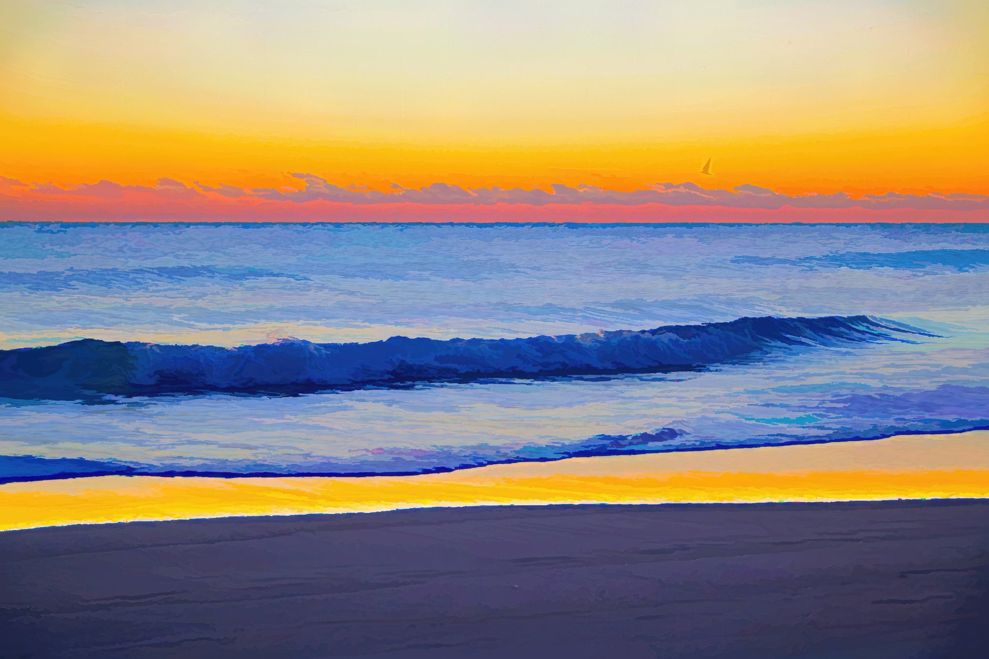 Ocean Sunrise #3 - Limited Edition Photo Art By Alan Goldberg