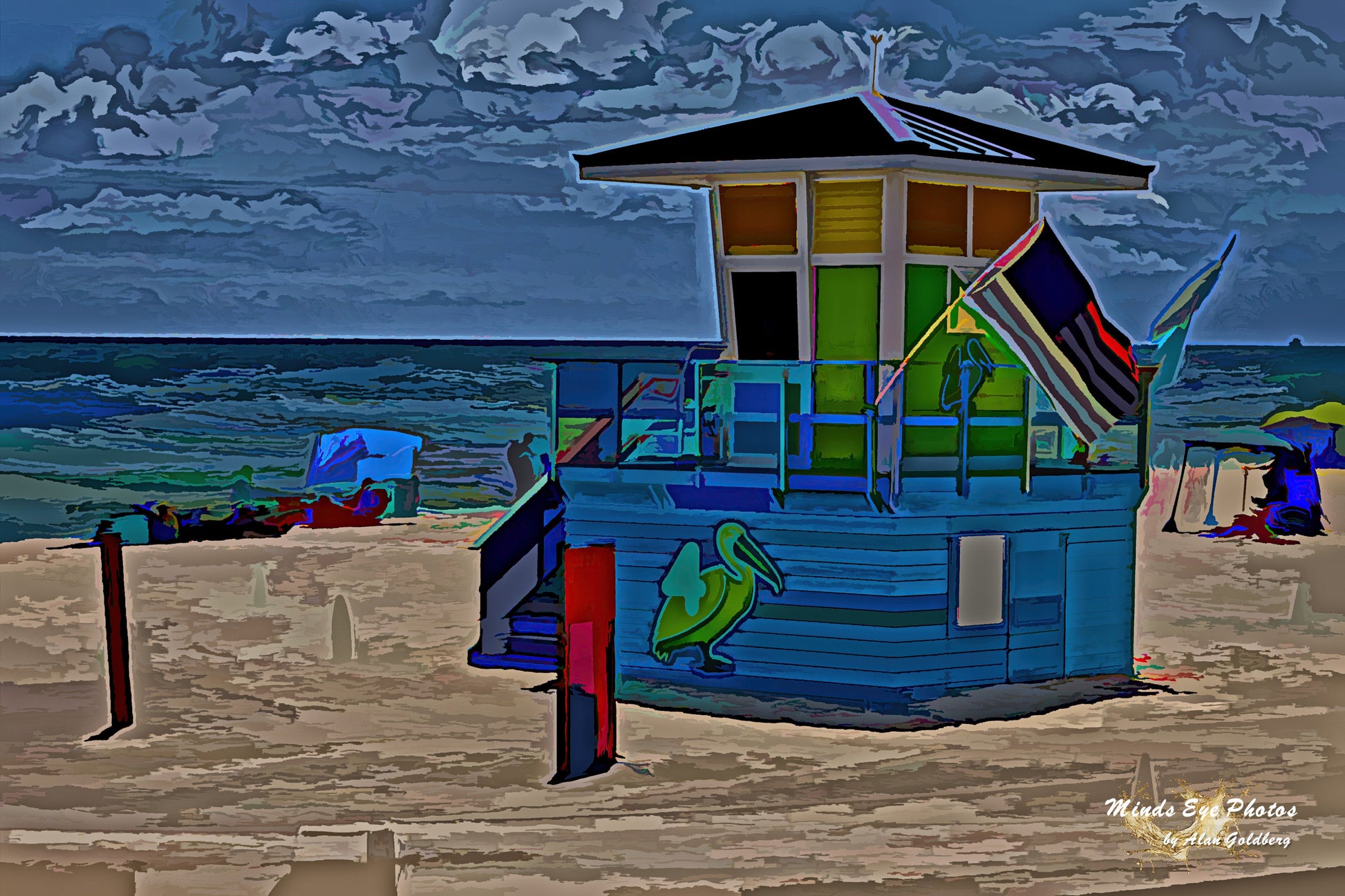 Pampano Beach Lifeguard Stand Limited Edition Photo Art By Alan Goldberg