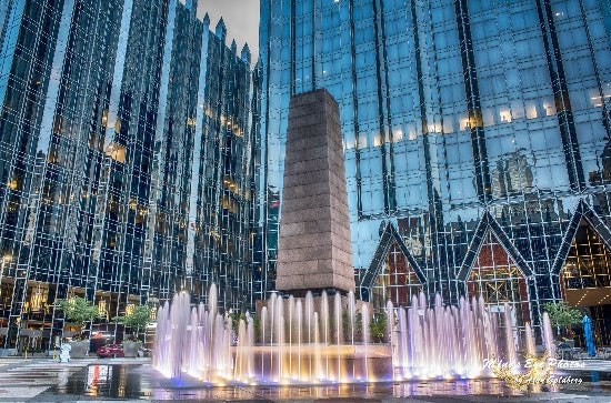 Pittsburgh Plate Glass Place Fountain At Dusk Limited Edition Photo By Alan Goldberg