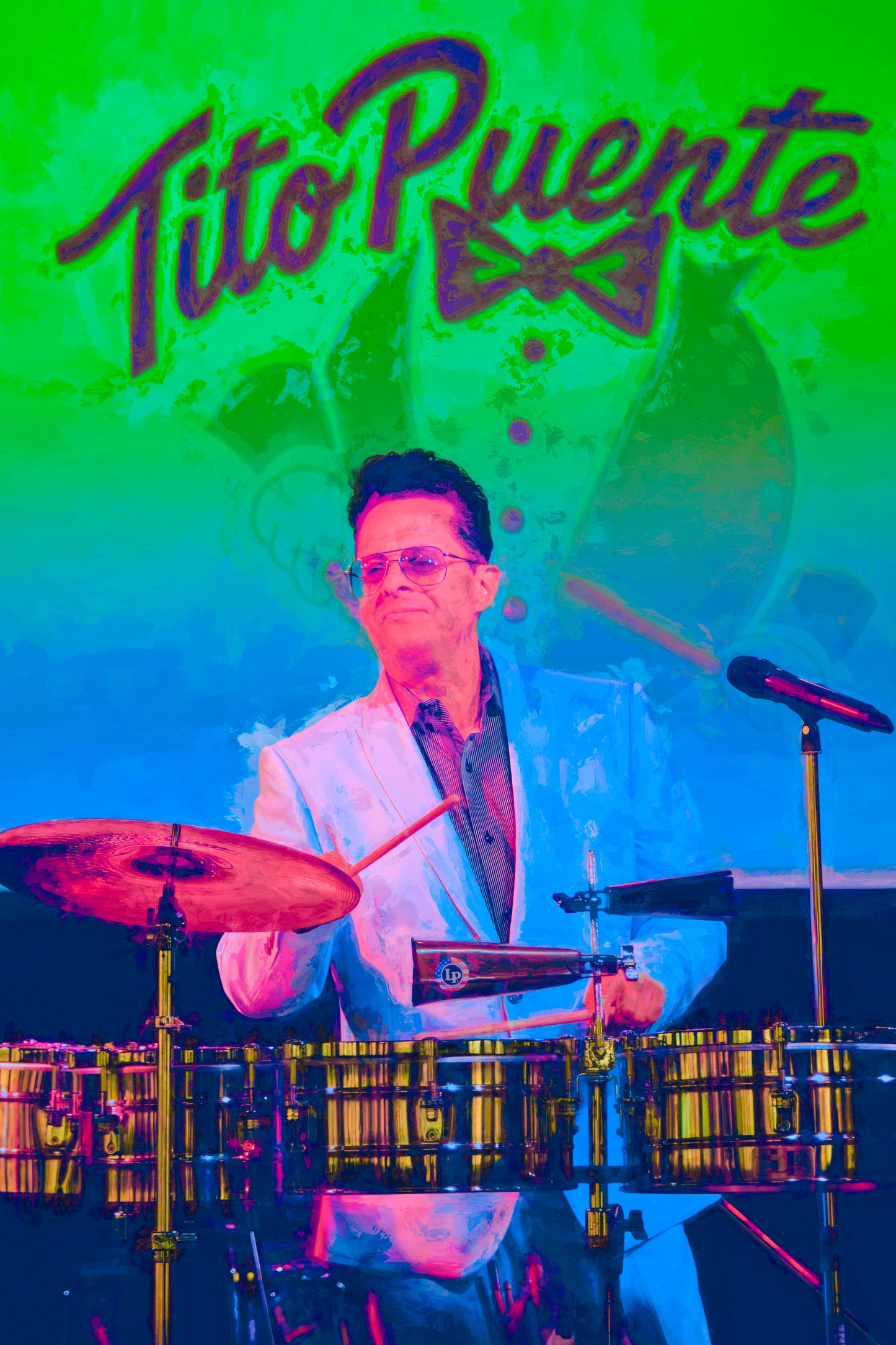 Tito Puente Jr. as a Peter Max like Verticle Poster