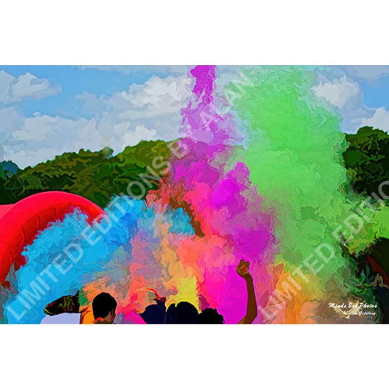 Color Run (Diwali) #2 In Acrylic Limited Edition Photo Art By Alan Goldberg