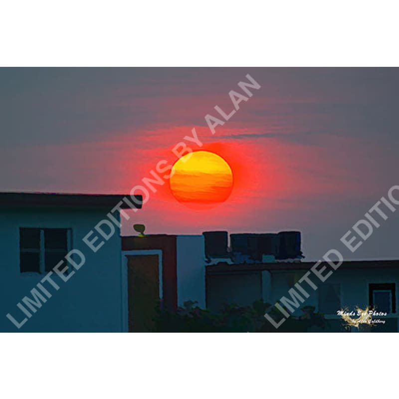 Hot Sunset In Acrylic Limited Edition Photo Art By Alan Goldberg