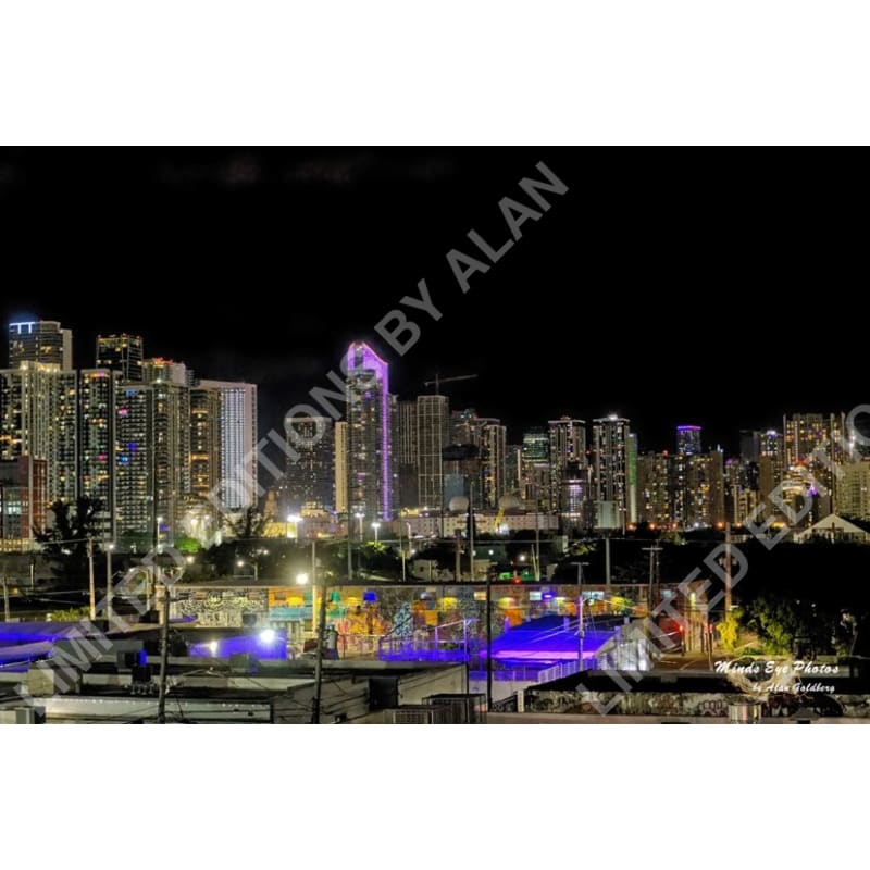 Miami At Night Limited Edition Photo Art By Alan Goldberg