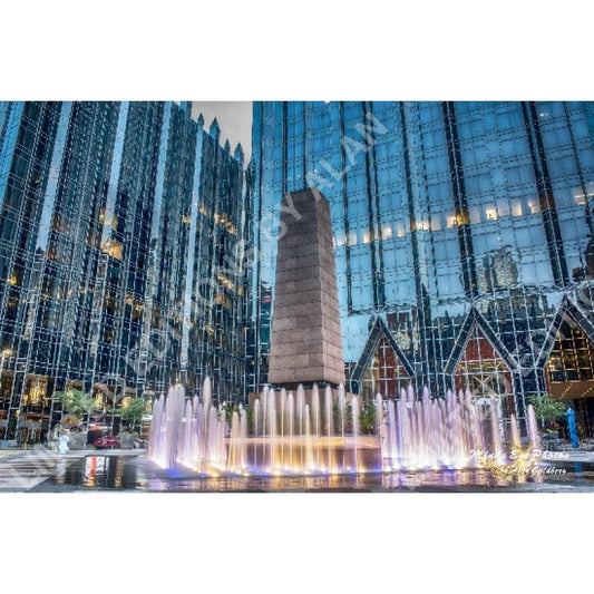 Pittsburgh Plate Glass Place Fountain At Dusk Limited Edition Photo By Alan Goldberg