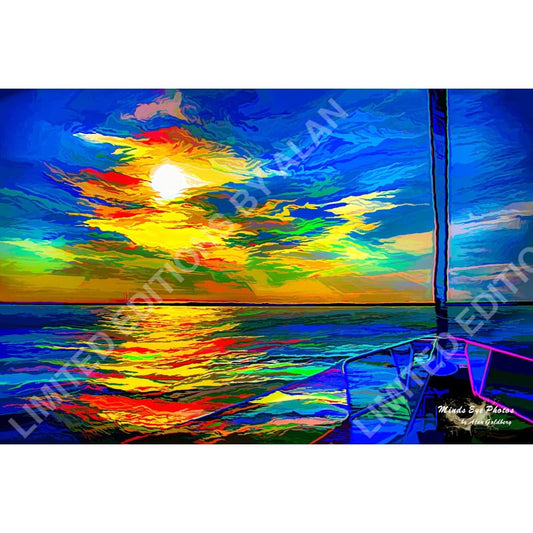 Sunset From Daves Yacht Acrylic Look Limited Edition Photo Art By Alan Goldberg